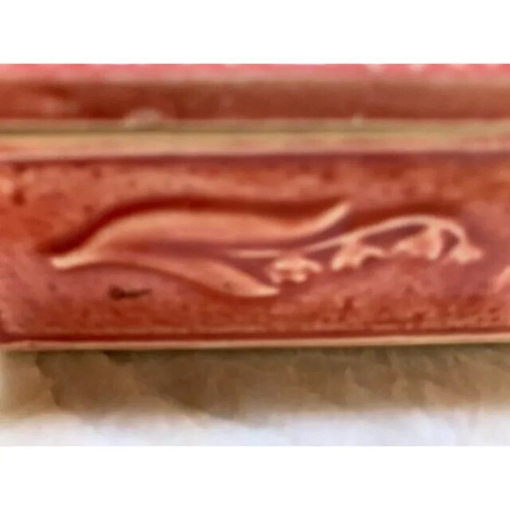 Small Vintage Glazed Porcelain Pink Danish Covered Trinket Raised Texture Box